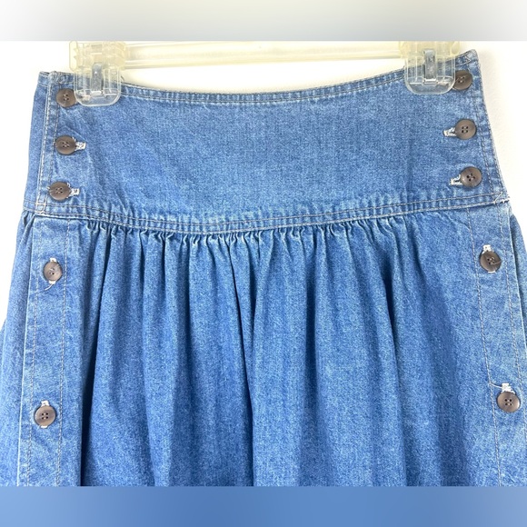 Vintage 90’s Candie’s Prairie Western Button Down Denim Maxi Midi Skirt - Picture 5 of 16
